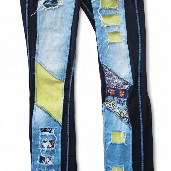 Styles Ever After Unique Handcrafted Patchwork Jeans "Boho" Women's XXS 0-4 - Picture 7 of 11